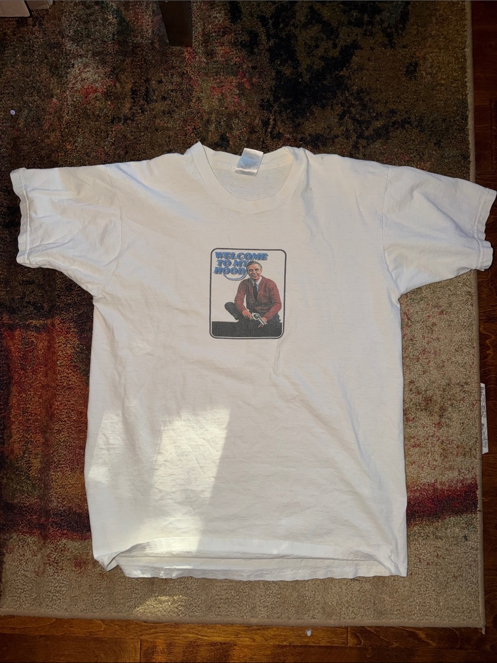 Mr. Rogers  Vintage T Shirt Welcome To My Hood  Size L Rare late '90s